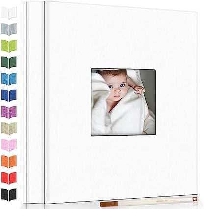 Artfeel Photo Album Self Adhesive Scrapbook Album for 3x5 4x6 5x7 8x10 Pictures, 60 Pages Linen Cover with Display Window DIY Photo Book,Ideal Gifts for Family Travel Wedding Baby by Artfeel