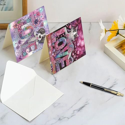 6-Pack DIY Diamond Art Painting Cards, LOVE Dog & Cat Art Kits - Image 6