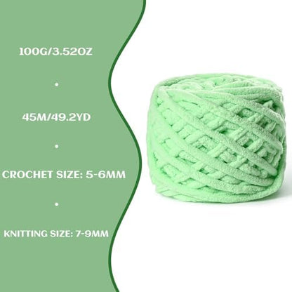 Plush Chenille Chunky Yarn 100g (49.2yd) - Fluffy Velvet Yarn Crochet for Blanket Knitting and Crocheting - Baby Yarns for Crocheting Soft - Amigurumi Yarns (Aqua Green) - Image 3