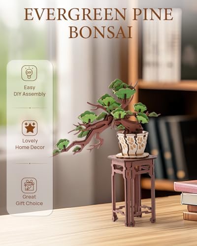 3D Wooden Puzzle for Adults - Evergreen Pine Bonsai, DIY Wood Model Kit, Creative Craft Kit, Unique Gift and Home Decor for Nature Lovers (115PCS) - Image 2