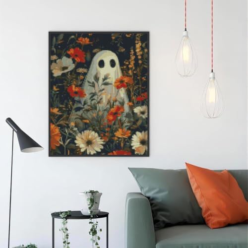 Ghost Flower Cross Stitch Kit, Stamped Embroidery 11.8x15.7 inches - Image 4