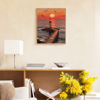NKVNKV Paint by Numbers Kit for Adults Beginners, Mountain Adult Paint by Numbers on 20" Lx16 W Canvas for Painting Kits for Adults in Colorful Box，for Gift Home Wall Decor Without Frame (Lighthouse) - Image 6