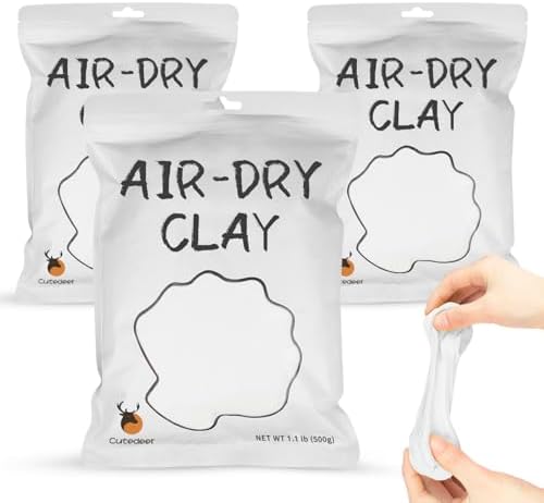 Cutedeer White Air Dry Clay, 3.3lb Foam Modeling Clay, Soft Squishy Molding for Kids Adults, Arts & Crafts Project Slime Supplies(3.3lb - 3 Pack, White) by Cutedeer