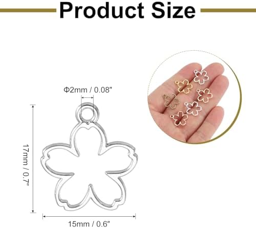 uxcell 30Pcs Alloy Open Bezel Pendants Open Back Hollow Frame Bright Silver - Image 2