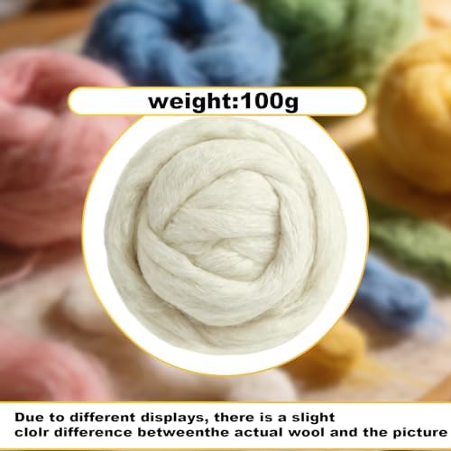 Wool Roving-3.5oz Needle Felting Wool, Soft Multi-Color Wool Fiber, Perfect Felting Wool Pure Wool, Chunky Yarn, for DIY Crafts, NeedleFelting Projects,and Artwork (Coconut Milk) - Image 2