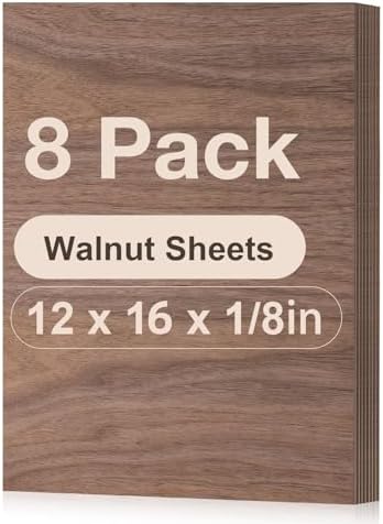 Rowood Walnut Plywood Sheets,8 Pack 12x16x1/8inch,Thin 3mm Unfinished Plywood for Laser Cutting & Engraving,DIY Adult Craft Project Kits for Ornaments,Wood Burning by RowoodAssembleArtDecorateLife