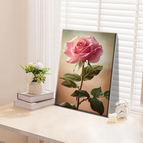 ATDMS Paint by Numbers Kit for Adults with Easel Flowers Paint by Number with Frame DIY Floral Paint by Number with Easel Adult Paint by Number Kits on Canvas Framed for Home Wall Decor 8x12 Inch - Image 3