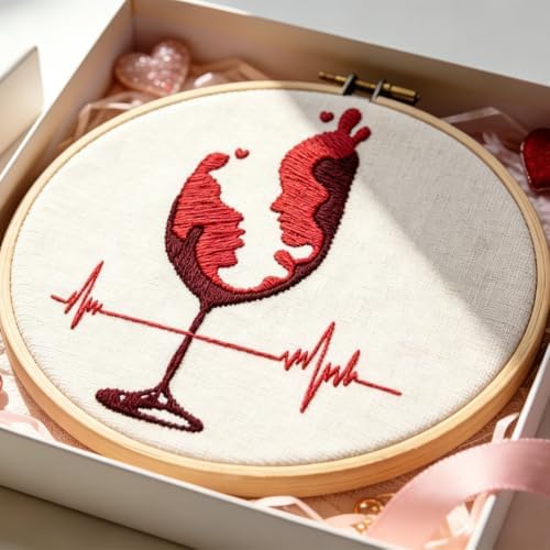 Couple Embroidery Kits for Beginners Adults, Abstract Face Embroidery Starter Kit, Hand Stamped Cross Stitch Kits for Adults Anniversary Valentine's Day Gifts, Embroidery Hoop, Thread & Video Tutorial - Image 2