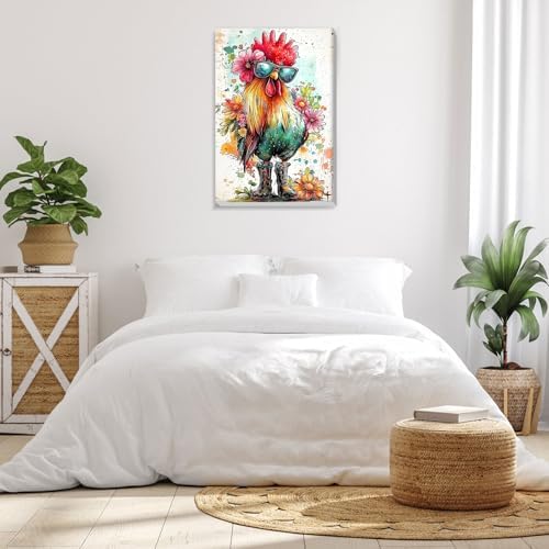 Bowetile Framed Paint by Numbers Chicken for Adults Beginners, Adults' Paint-by-Number Rooster Kits, Easy Adult Paint by Number Kits on Canvas, Acrylic Animals Number Painting for Home Decor, 8x12in - Image 4