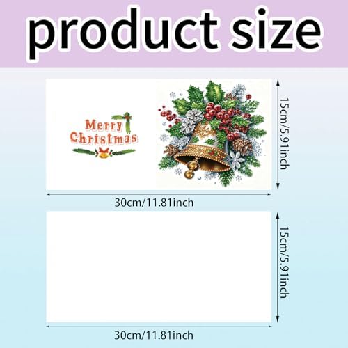 jinglinhh 6pcs Diamond Art Painting Christmas Bell Greeting Cards with Envelopes, DIY Card Making Kits for Adults, Diamond Art Christmas Cards for Birthday Holiday Postcards - Image 2