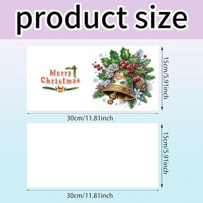 jinglinhh 6pcs Diamond Art Painting Christmas Bell Greeting Cards with Envelopes, DIY Card Making Kits for Adults, Diamond Art Christmas Cards for Birthday Holiday Postcards - Image 2