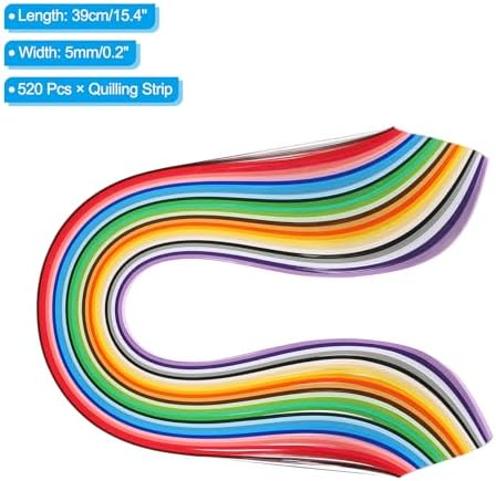 PATIKIL 520pcs Quilling Strips Paper 3/16"(5mm) 39cm Origami Paper Quilling Strip for Art DIY Hand Craft 26 Colors - Image 2