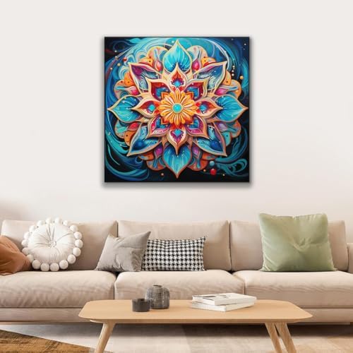 JUJUHOOD Mandala Flower Paint by Numbers Kit for Adults Beginner & Kids Ages 8-12,Abstract Paint by Number Without Easel, Acylic Paint by Numbers for Gift Home Wall Decor 10x10Inch - Image 2
