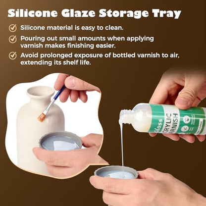 Sovol 480ml Air Dry Clay Glaze with Tools, Gloss & Matte Clay Varnish - Image 4