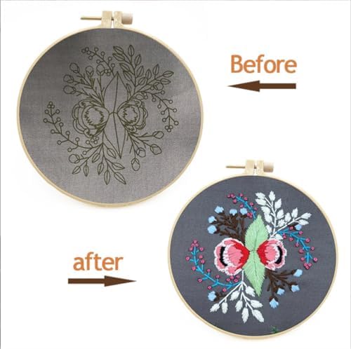 Meecaa XXXX Embroidery Kit Starter Set, Hand Embroidery Set,Pattern Printed Cross Stitch Set for Beginner Adults, with Embroidery Hoop and Instructions (Peacock) - Image 4