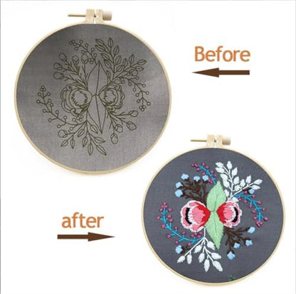 Meecaa XXXX Embroidery Kit Starter Set, Hand Embroidery Set,Pattern Printed Cross Stitch Set for Beginner Adults, with Embroidery Hoop and Instructions (Peacock) - Image 4