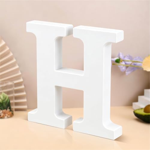6 Inch White Wood Letters Unfinished Wooden Letters for Wall Decor Decorative Standing Letters Slices Sign Board Decoration for Craft Home Party Projects (H) by Unknown