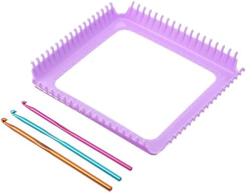 Beginner-Friendly Plastic Weaving Loom with Crochet Hook, Portable Square Loom for DIY Crafts, Looms for Weaving Enthusiasts (Purple) by Unknown