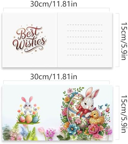 YOKUSHI 12 PCS Easter Diamond Art Painting Greeting Cards, Rabbit Craft DIY Card Making Kits for Adults Gifts (Easter) - Image 2