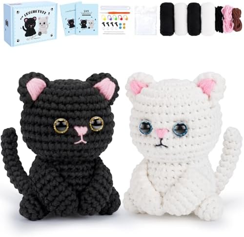 Crochet Kit for Beginners, Cat Crochet Kits Complete Starter Kit by FortuningsJDS