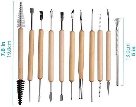 EuTengHao 19Pcs Pottery Tools Clay Sculpting Carving Tool Set Contains Most Essential Wooden Clay Tools for Potters - Image 4