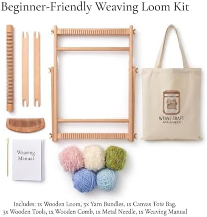 Weaving Loom for Adults & Kids - Weaving Loom Kit | Beginner-Friendly Table Loom & Lap Loom with Yarn, Canvas Tote Bag,Tools & Instructions | Wooden Loom for Multicraft Projects (15.8 x 11.8 inches) - Image 2