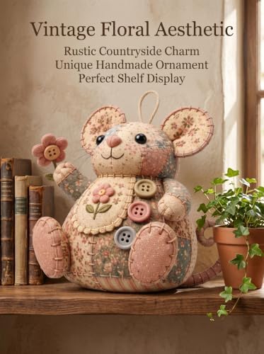 Patchwork Mouse DIY Sewing Kit for Beginners,Handmade Animal Craft Set with Pre-Cut Floral Fabric,Stuffing and Buttons,Plush Ornament Project (A#) - Image 4
