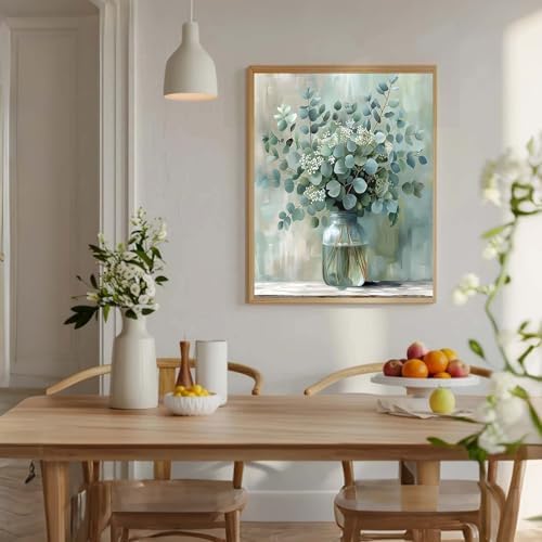 Eucalyptus Flowers Paint by Number Framed with Wooden Easel 12x16inch - Image 2