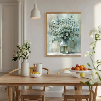 Eucalyptus Flowers Paint by Number Framed with Wooden Easel 12x16inch - Image 2