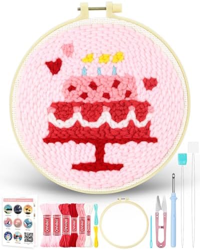 FIVEIZERO Punch Needle Kit for Beginners,Birthday Cake Patterns by FIVEIZERO