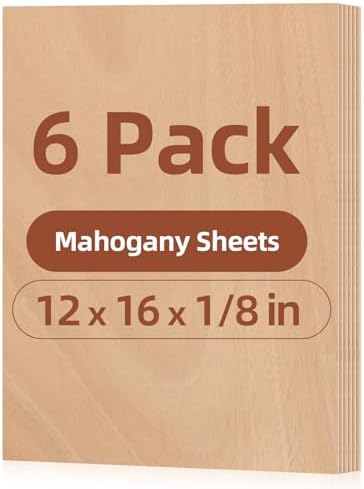 Rowood 6 Pack Mahogany Plywood Sheets 1/8,12x16x1/8inch,3mm Thin Unfinished Craft Wood for Laser Cutting Blanks,DIY Adult Project Kits for DIY Ornaments,Architectural Model by RowoodAssembleArtDecorateLife