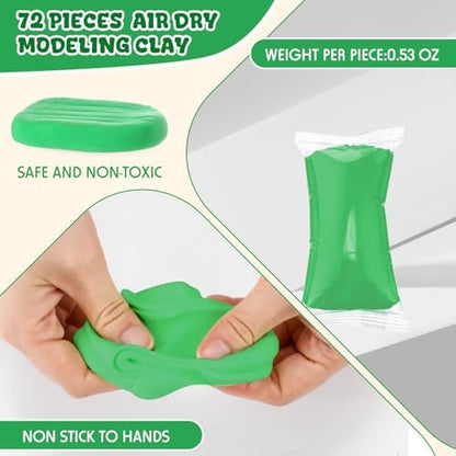 VioraWhite 72 Pcs 38oz Air Dry Clay Bulk Modeling Clay,Emerald Green - Image 2