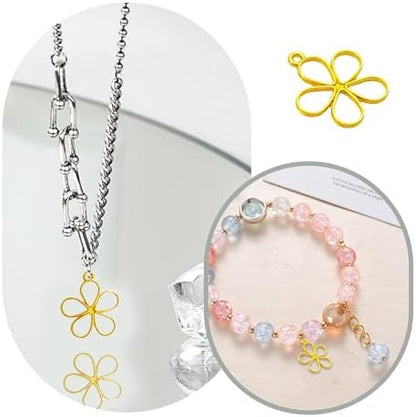 30PCS Open Bezel Pendants, Hollow Flower Alloy Frame Charms for Resin Jewelry Making, DIY Earrings Necklace Bracelet Craft Supplies - Image 6