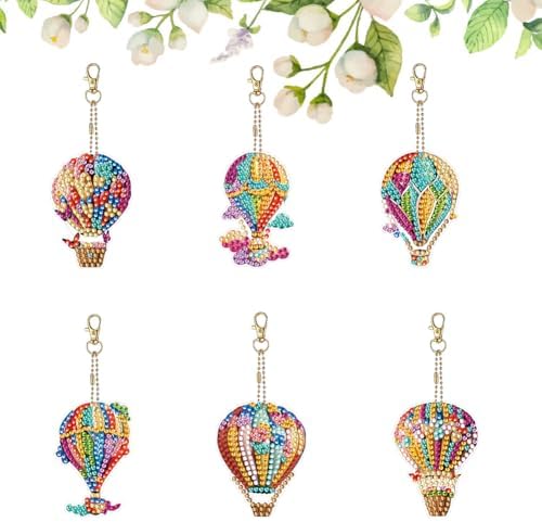 HuamuTech 5 Pcs/6 Pcs/8 Pcs Full Drill Keyring Special Shape Double Sided Diamond Art Keychain for Beginners Birthday Craftin - Image 2