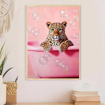 Cheetah Bathroom Paint by Numbers Kit for Adults Canvas Frameworkless - Image 5
