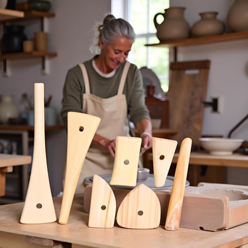 5 Pcs Wooden Pottery Clay Ribs Ceramic Potter Rib Ceramic Clay Sculpting Scrapers Tools Pottery Shaping Trimming Tools Ceramic Pottery Tools - Image 3