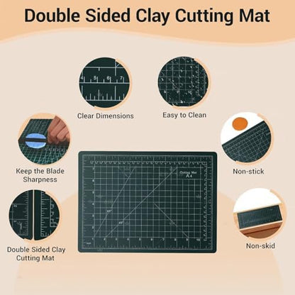 Basic Polymer Clay Tools, Clay Sculpting Tools Acrylic Roller Pin, Clear Rectangle Sheet Press Board, Double-Ended Pottery Carving Set for Beginner (26) - Image 5