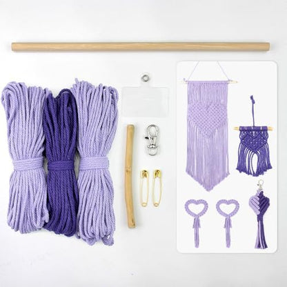 BUFANTL DIY Macrame Heart Kit for Beginners, 5-Piece Starter Set with 2 Wall Hangings, 1 Keychain & 2 Napkin Rings, Boho Weaving Craft Kit for Adults by Unknown