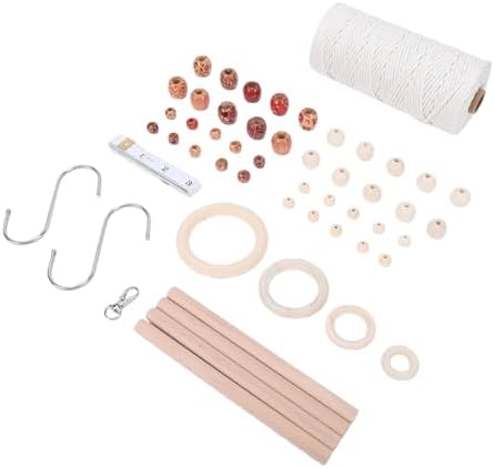 Jiawu Macrame Kit, 3mm Natural Cotton 115 Yards Soft Untangled Macrame Plant Hanger Kit, Starter Set with Wooden Beads Rings Sticks S Hooks for Plant Hangers Wall Decorations - Image 3