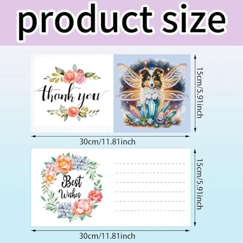 C'eitura Dog Diamond Art Painting Greeting Cards 6Pcs,5D DIY Rhinestone Greeting Card Kit with Fairy Puppy Angel Wings Unicorn Mushroom and Christmas Designs, Handmade Cards for Birthday Holiday Gifts - Image 7