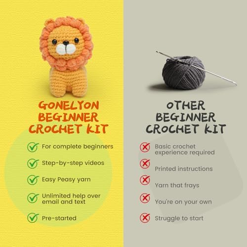 GONELYON Crochet Kit for Beginners, 3Pcs Amigurumi Crochet Animal Kits - Image 4
