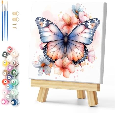 Natuyalo Framed Paint by Numbers Kit for Adults - Colorful Butterfly DIY Adult Paint by Number Kits Animal Acrylic Canvas Painting for Adults Beginners Art Crafts with Frame, 12x12 Inch by Natuyalo