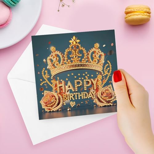 6PCS Diamond Art Painting Greeting Cards Kit, Birthday Themed DIY Card Making Set with Crystals and Envelopes, Creative Craft for Adults, Fun Party Activity and Personalized Gift - Image 4