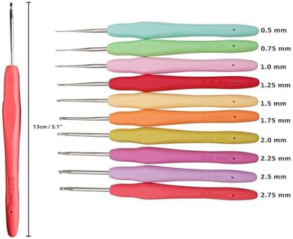 Yarniss 20 Size Crochet Hooks 0.5mm-10mm,Ergonomic Hook for Arthritic Hand - Image 3
