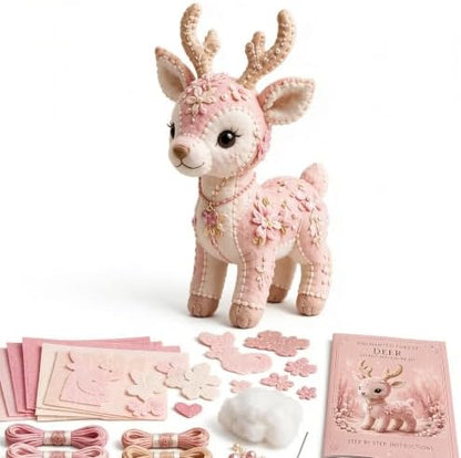 Pink Enchanted Forest DIY Felt Patchwork Kit, 3D Pink Woodland Friends DIY Felt Patchwork Kit, Pastoral Wild Creatures Handicraft Activity, Manual Tailoring Bundle for Beginners Adult (Color J) by Unknown
