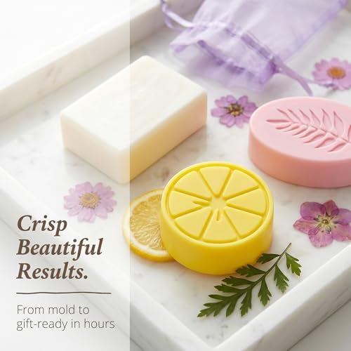 GLYNORKS Silicone Soap Molds for Soap Making, 20pcs Soap Molds Kit with Rectangle, Lemon & Leaf Designs, 10 Gift Bags, 6 Cards & 30 Dried Flowers, DIY Soap Making Supplies Kit for Adults - Image 2