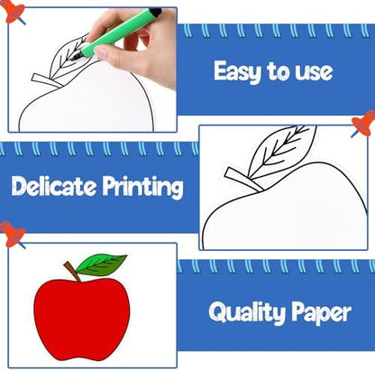 48 Pcs Welcome Back Crafts Color Your Own Paper First Day Apple Bus Backpack Coloring DIY Arts Drawing Party Gift Favor for Adult Painting Activities Party - Image 4