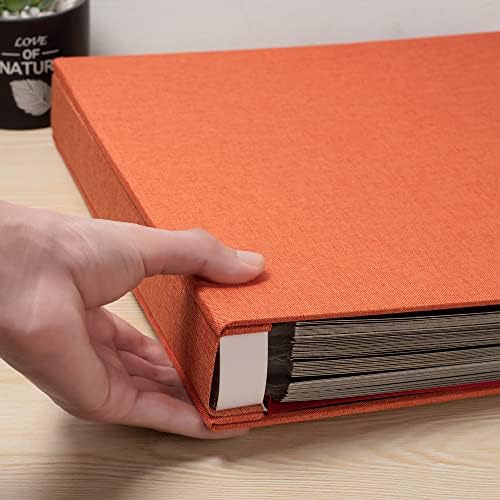 Large Photo Album Self Adhesive 4x6 5x7 3x5 8x10 Scrapbook Magnetic Album DIY Scrap Book Length 13 x Width 12.8 (Inches) 120 Black Sticky Pages Linen Cover DIY Photo Album(Orange) - Image 5