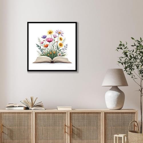 Stamped Cross Stitch Kits for Beginners,Book and Wildflower 14x14in - Image 3