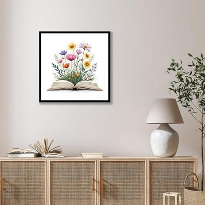 Stamped Cross Stitch Kits for Beginners,Book and Wildflower 14x14in - Image 3